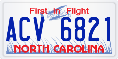 NC license plate ACV6821