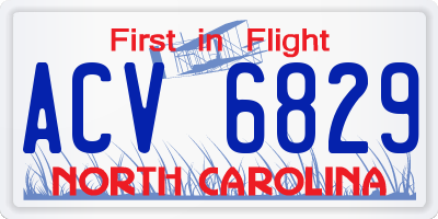 NC license plate ACV6829