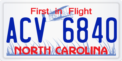 NC license plate ACV6840