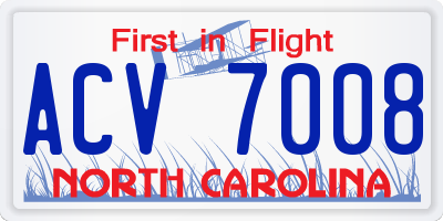 NC license plate ACV7008