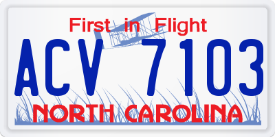 NC license plate ACV7103