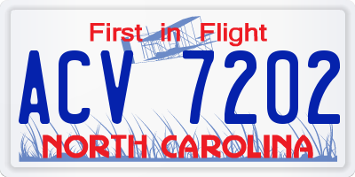 NC license plate ACV7202