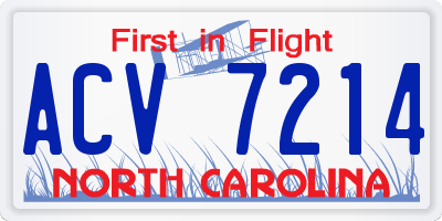 NC license plate ACV7214