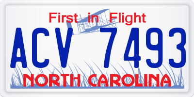 NC license plate ACV7493