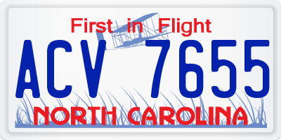 NC license plate ACV7655