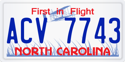NC license plate ACV7743