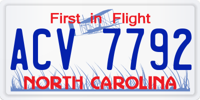 NC license plate ACV7792