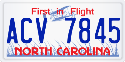 NC license plate ACV7845