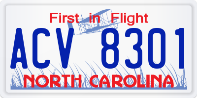 NC license plate ACV8301