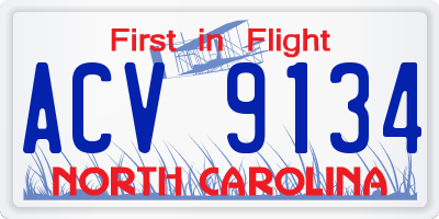 NC license plate ACV9134