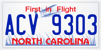 NC license plate ACV9303