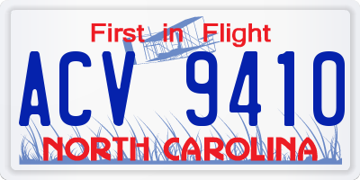NC license plate ACV9410