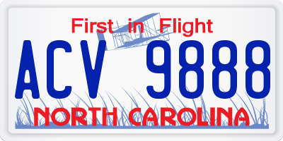 NC license plate ACV9888