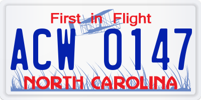NC license plate ACW0147