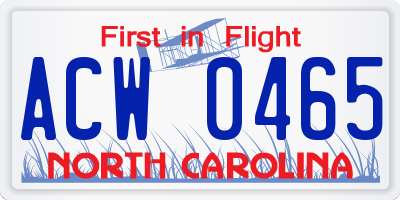 NC license plate ACW0465
