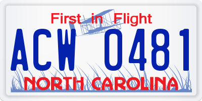 NC license plate ACW0481