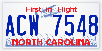 NC license plate ACW7548