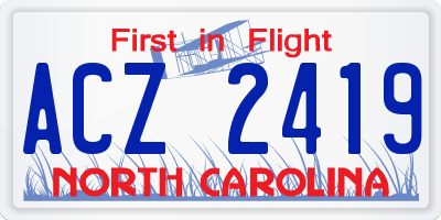 NC license plate ACZ2419