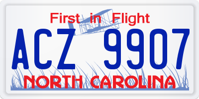 NC license plate ACZ9907