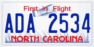 NC license plate ADA2534