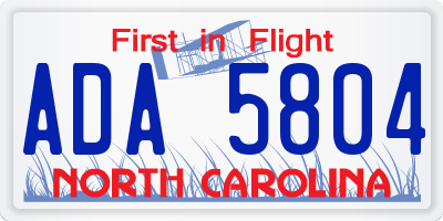 NC license plate ADA5804