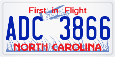 NC license plate ADC3866