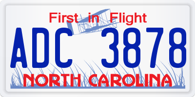 NC license plate ADC3878