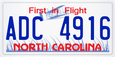 NC license plate ADC4916
