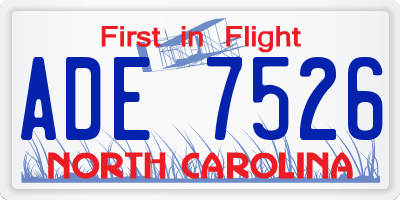 NC license plate ADE7526