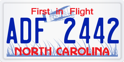 NC license plate ADF2442