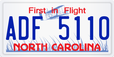 NC license plate ADF5110