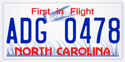 NC license plate ADG0478