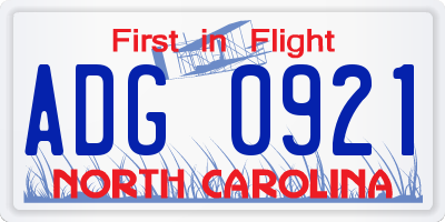 NC license plate ADG0921