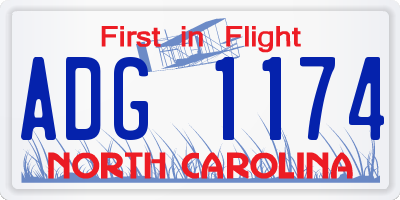 NC license plate ADG1174