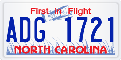 NC license plate ADG1721