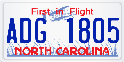 NC license plate ADG1805