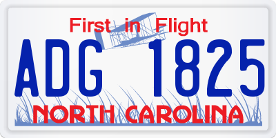 NC license plate ADG1825