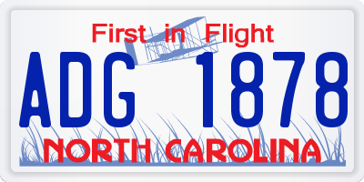 NC license plate ADG1878