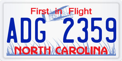 NC license plate ADG2359