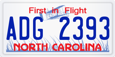 NC license plate ADG2393