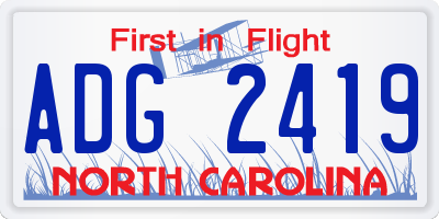 NC license plate ADG2419