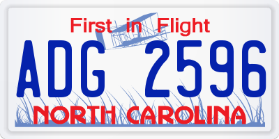 NC license plate ADG2596