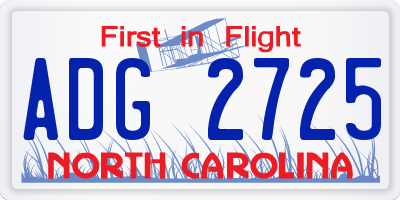 NC license plate ADG2725