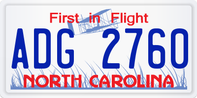 NC license plate ADG2760