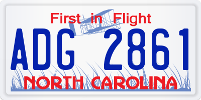 NC license plate ADG2861