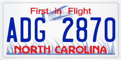 NC license plate ADG2870