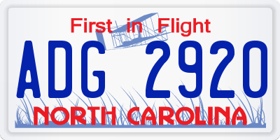NC license plate ADG2920
