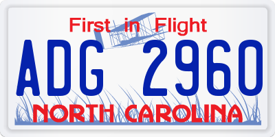 NC license plate ADG2960