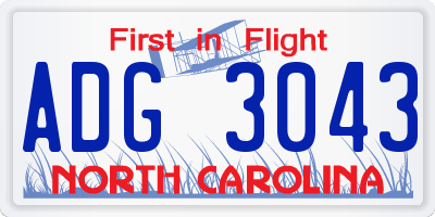 NC license plate ADG3043