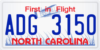 NC license plate ADG3150